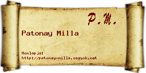 Patonay Milla névjegykártya